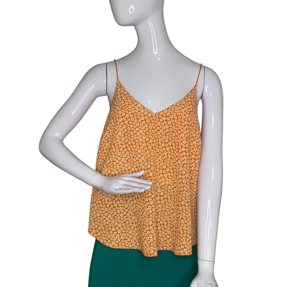 Forever 21 Tank Top Floral Print Pullover Orange/White Size M